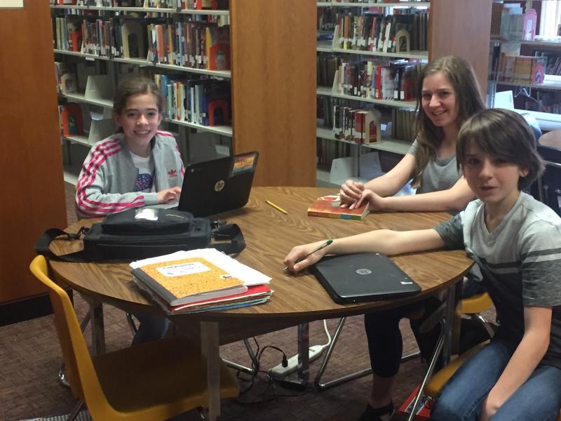 Students working together in the library