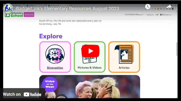Screenshot of BadgerLink Elementary Resources video