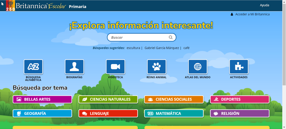 Home page of Britannica Escolar resource