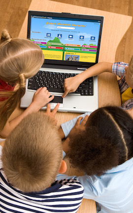 children around a laptop