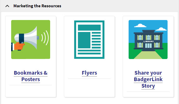 Screenshot of the Marketing the Resources section of For Library Staff page