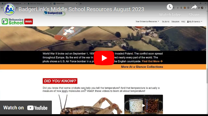 Screenshot of Middle School Resources video