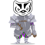 BadgerLink badger mascot dressed up as a knight
