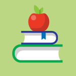 books with an apple on top