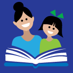 illustration of adult and child reading a book together