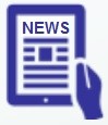 hand holding a tablet with the word news on the screen