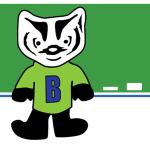 Badger in front of a chalkboard