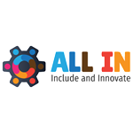 WLA Conference 2024 logo All In: Include and Innovate with a multicolored gear